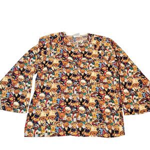 Fundamentals White Swan Paddington Bear Long Sleeve Medical Scrub Top Size 2XL